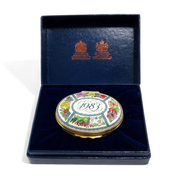 1983 A Year To Remember HALCYON DAYS Enamel Trinket Box and Presentation Case - Picture 1 of 11